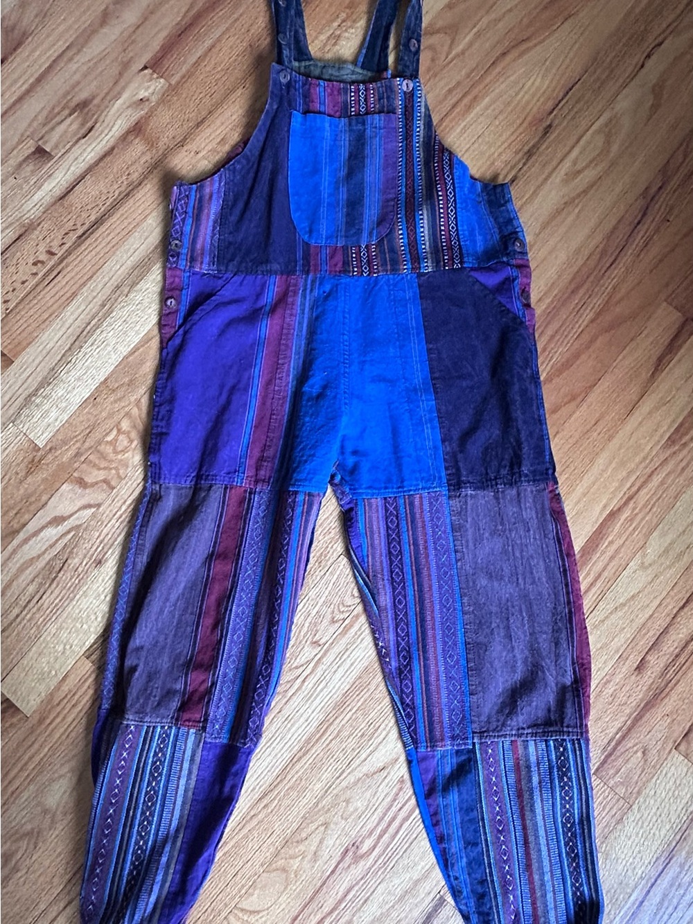 Rising International Blue & Purple Patchwork Overalls